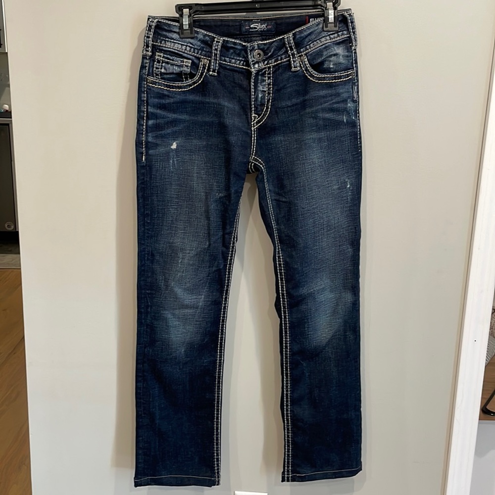 Silver mid slim straight jeans size 29x28